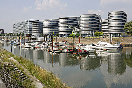 五个,船,建筑,码头,内港,杜伊斯堡,北莱茵-威斯特伐利亚,德国,欧洲