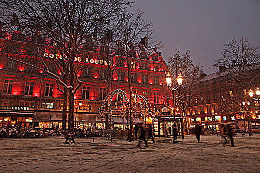 法国,巴黎,冬天,地点,卢浮宫,地铁站,入口