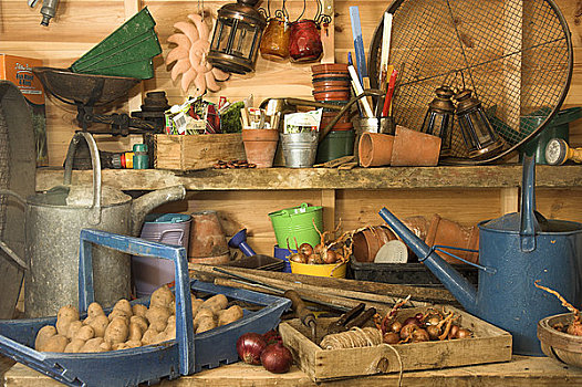 英格兰,罐,工具,器具,室内,花园,盆栽棚园圃