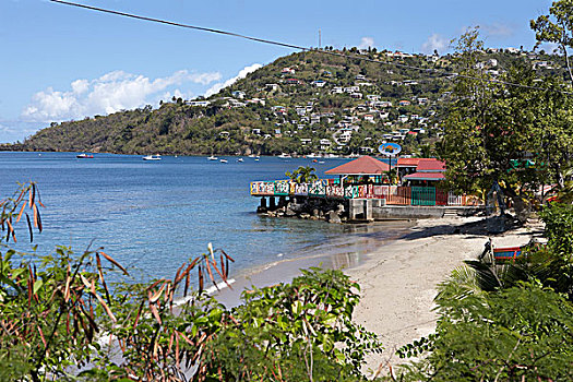 海滩小屋,码头,格林纳达,西印度群岛