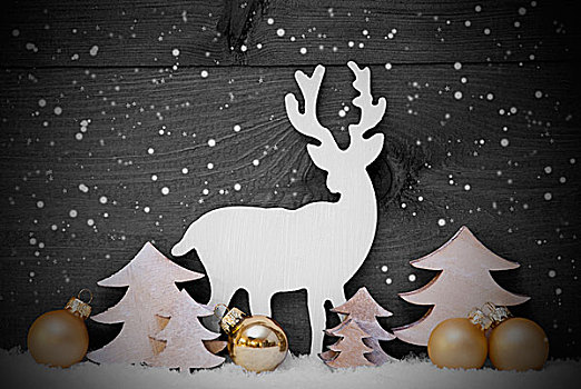 灰色,金色,圣诞装饰,树,驯鹿,雪花