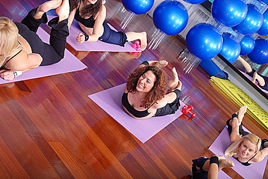 健康,女人,伸展,健身,有氧运动,瑜伽练习