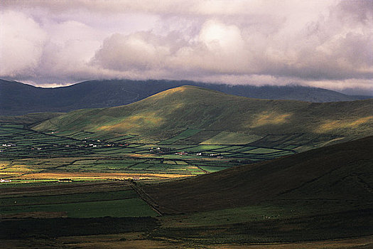 俯视,风景,山,丁格尔半岛,爱尔兰