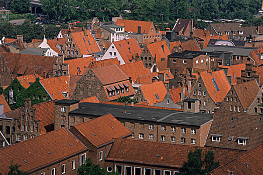 德国,吕贝克,粘土,屋顶