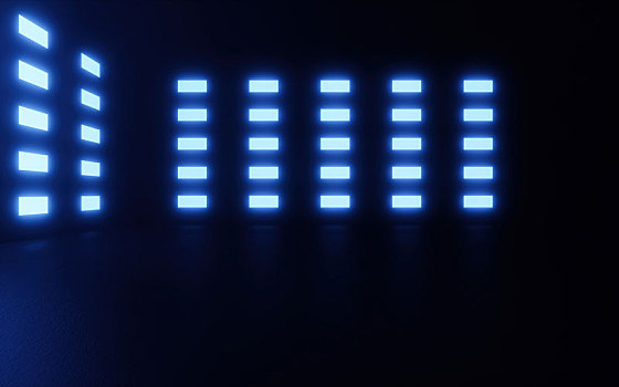 计算机电脑机房蓝色灯光
