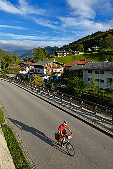 骑车,骑,道路,拉姆绍,上巴伐利亚,巴伐利亚,德国,欧洲