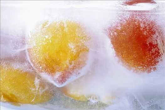 冰冻,桃,冰块