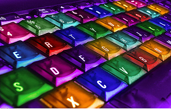 特写,电脑键盘,彩色,按键