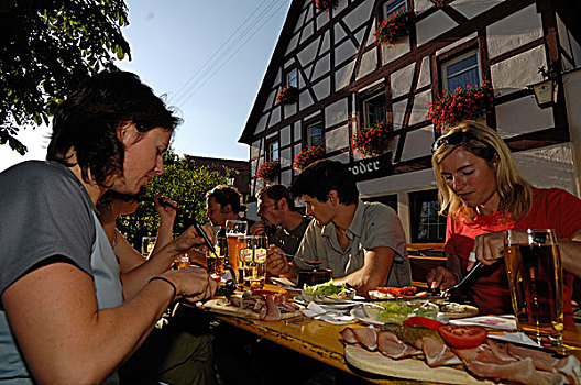 餐食,啤酒坊,弗兰哥尼阶,瑞士,巴伐利亚
