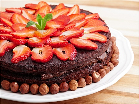 自制,巧克力蛋糕,草莓