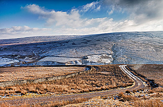 乡村道路,风景,约克郡谷地,英格兰