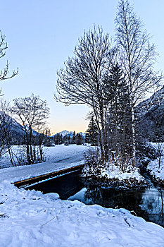 日出,阿尔卑斯山,艾塔,德国,巴伐利亚,冬天,雪