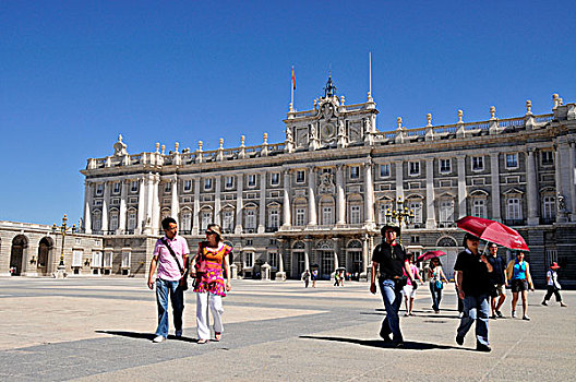 旅游,正面,皇宫,马德里,西班牙,伊比利亚半岛,欧洲