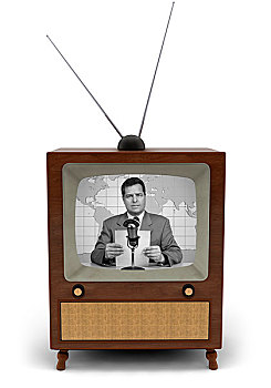 20世纪50年代,电视,读,消息,公告牌
