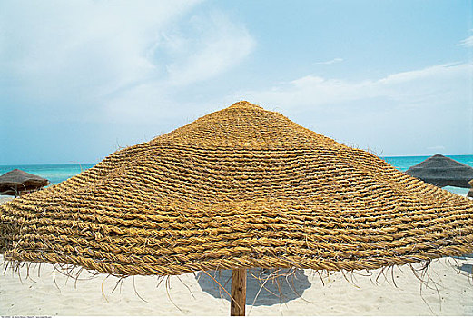 海滩伞,岛屿,突尼斯,非洲