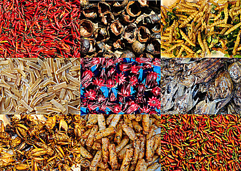 蝗虫,蠕虫,辣椒,鱼,春卷,特色,食物,泰国,东南亚,亚洲