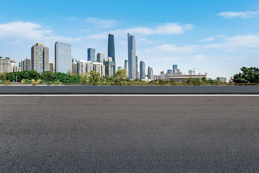 城市道路交通和上海陆家嘴建筑天际线