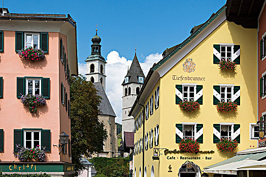 奥地利,提洛尔,基茨比厄尔,风景,教区教堂,安德里亚,13世纪,塔