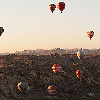 许多,热气球,空中,土耳其