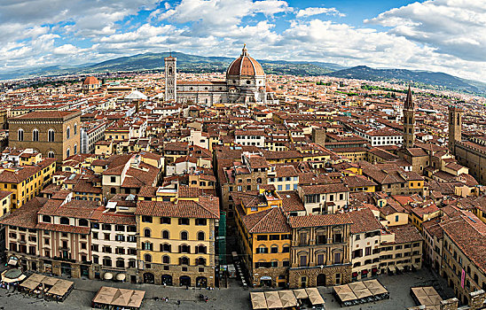 全景,佛罗伦萨,俯视,市政广场