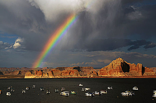 彩虹,上方,鲍威尔湖,幽谷国家娱乐区,亚利桑那,美国