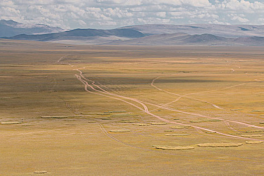 蒙古,省,靠近,乡村,风景,地形,区域,泥土,碎石路,高,荒芜,小,住宅区