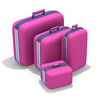 粉色,手提箱,白色背景