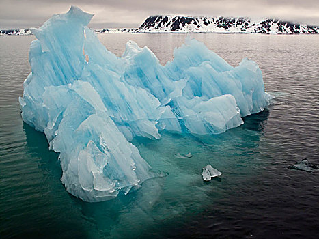冰山,靠近,海岸,斯瓦尔巴特群岛,挪威,欧洲