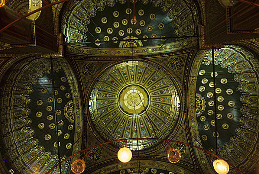 埃及,开罗,穆罕默德阿里清真寺,室内,天花板