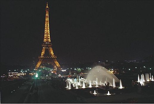 埃菲尔铁塔,夜晚,巴黎,法国,欧洲