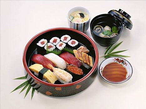 寿司,酱油,汤,日本