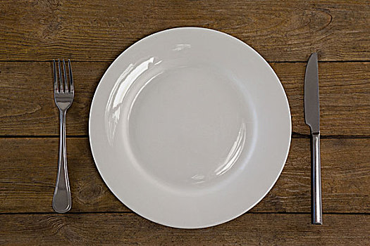 白色,盘子,餐具,桌上,上方