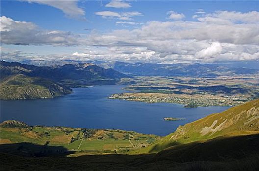 新西兰,南岛,瓦纳卡湖,深,山,顶峰