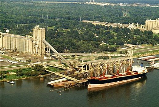 航拍,集装箱船,密西西比河,新奥尔良,路易斯安那,美国