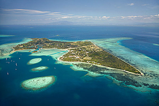 珊瑚礁,岛屿,玛玛努卡群岛,斐济,南太平洋,俯视