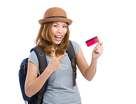 女人,旅行者,信用卡