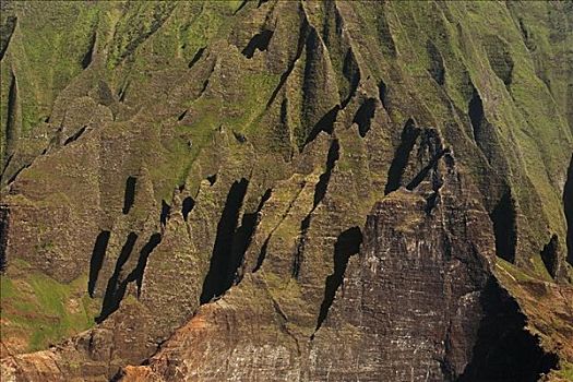 俯拍,悬崖,纳帕利海岸,考艾岛,夏威夷,美国