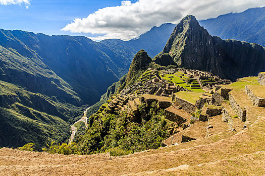 风景,上面,老,印加遗迹,马丘比丘,乌鲁班巴,秘鲁