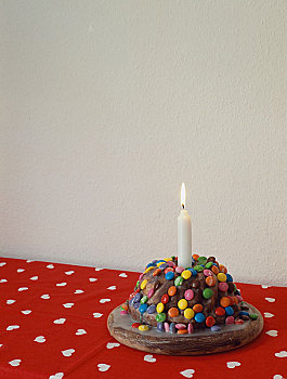 糖果,遮盖,巧克力蛋糕,一个,蜡烛