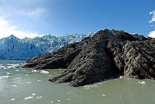 智利,巴塔哥尼亚,托雷德裴恩国家公园,格里冰河,火山岩