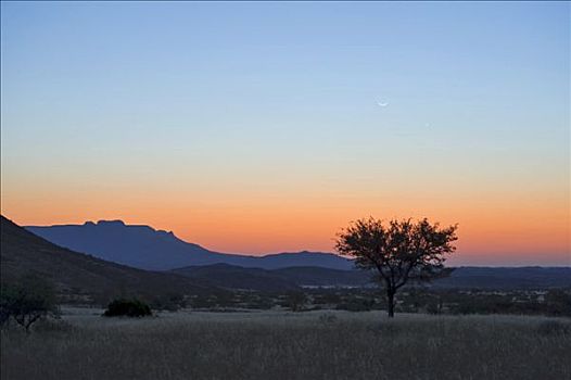 日落,西部,山,纳米比亚,非洲