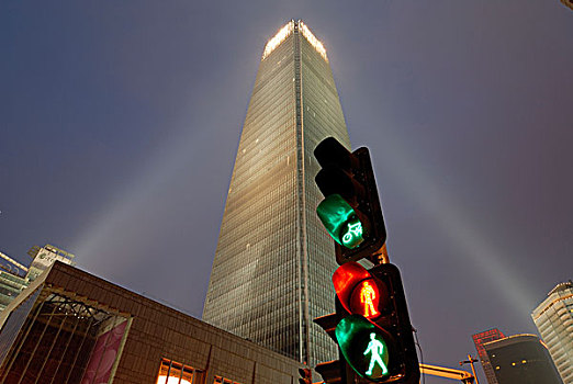 高层建筑,摩天大楼,交通,亮光,交叉,现代,北京,国贸,地区,亚洲