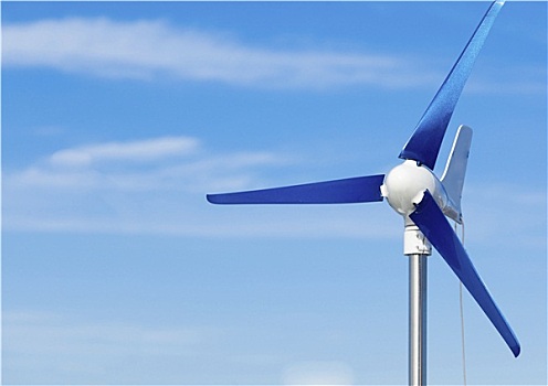 风轮机,产生,替代能源,可更新能源,蓝色背景,天空