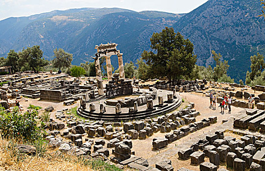 特尔斐城,希腊,著名,雅典娜神庙,地点,哲学体系,神谕,石头,俯视