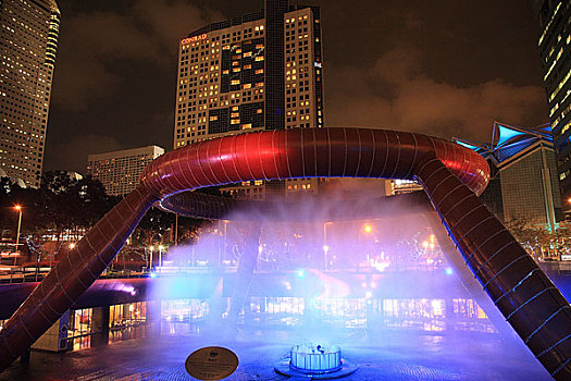 新加坡财富喷泉夜景