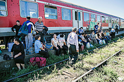 白天,劳工,列车,地拉那,一个,阿尔巴尼亚,欧洲