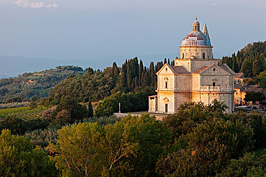 教堂,靠近,蒙蒂普尔查诺红葡萄酒,托斯卡纳,意大利