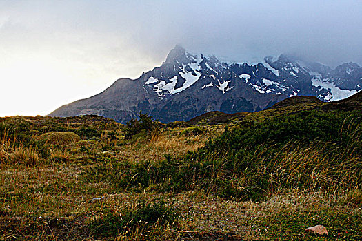 云,上方,山脉,托雷德裴恩国家公园,巴塔哥尼亚,智利