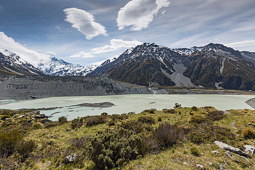 漂亮,风景,冰河,库克山国家公园,南岛,新西兰
