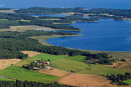 航拍,群岛,湖,瑞典